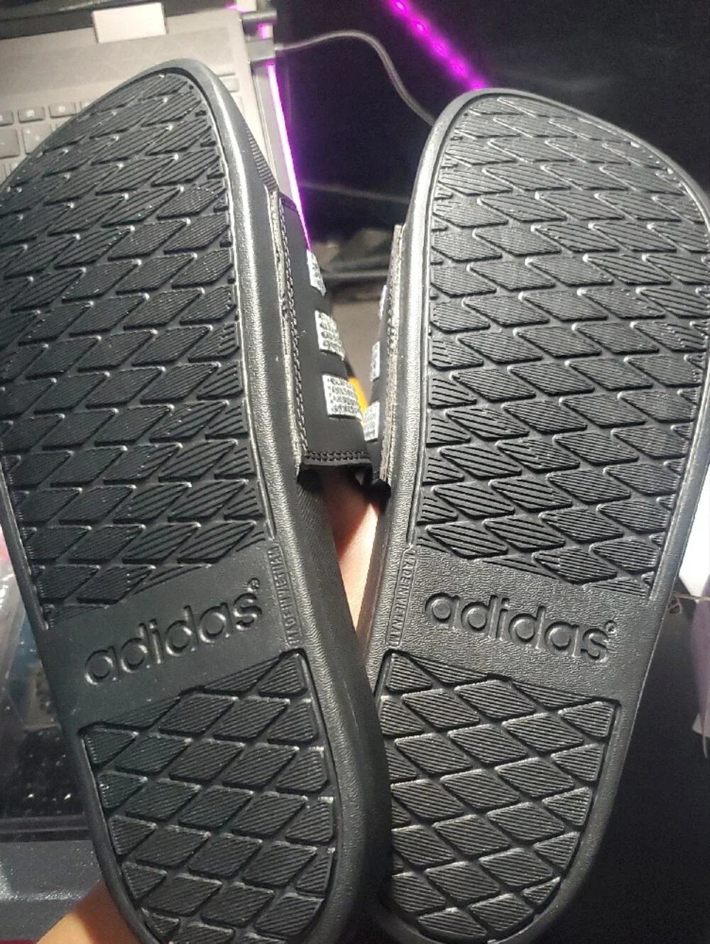 Adidas Black Rhinestone Slide Sandals for Women